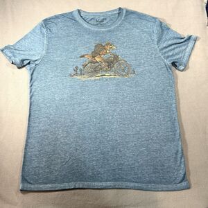 Lucky Brand Venice Burnout Motorcycle Coyote T-Shirt Blue Paper Thin